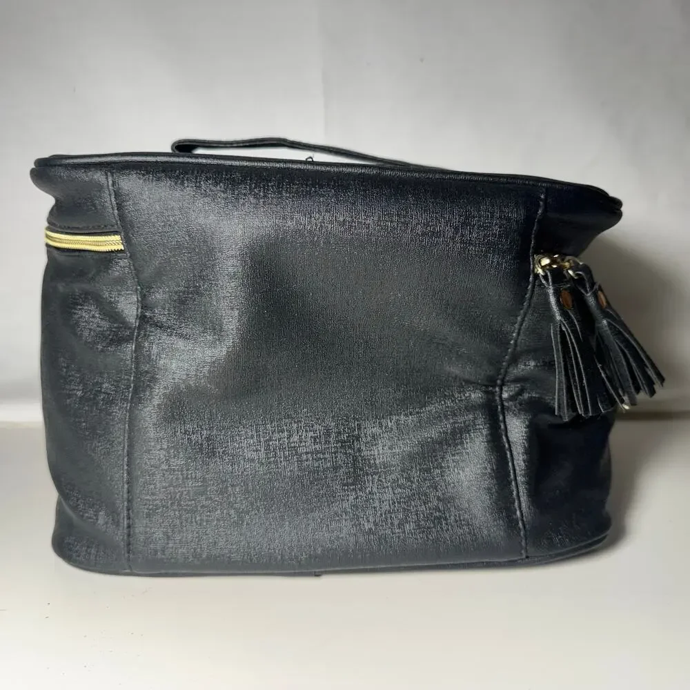 Black Unbranded Travel Makeup Bag Removable Inside Multiple Pockets Tassel Zip